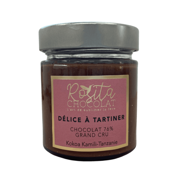 Photo d'un pot de délice à tartiner chocolat grand cru détouré