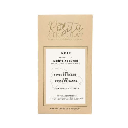 Packaging tablette de chocolat noir 72% Monte Adentro