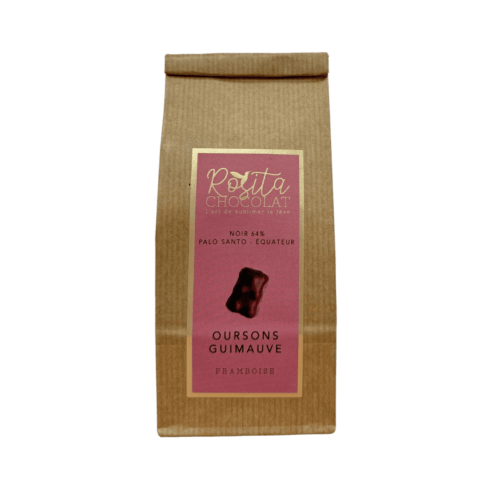 Photo sachet ourson guimauve framboise noir 64% détouré