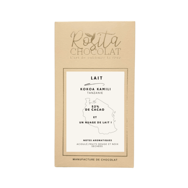 Packaging tablette de chocolat au lait 52% Kokoa Kamili