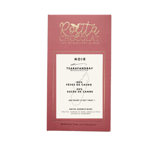 Packaging tablette de chocolat noir 80% Tsarafandray