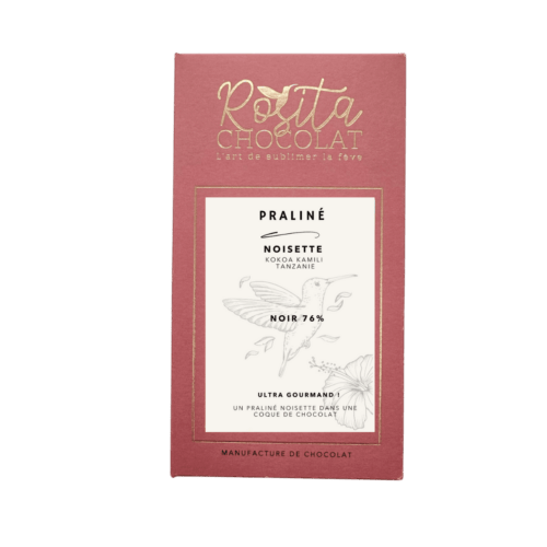 Packaging tablette praliné noisette noir 76%